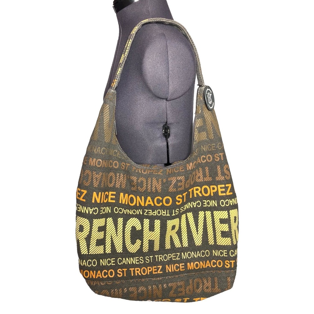 Robin Ruth Boho Canvas Travel Hobo Slouchy Shoulder Bag Monaco Nice Cannes - Picture 2 of 10